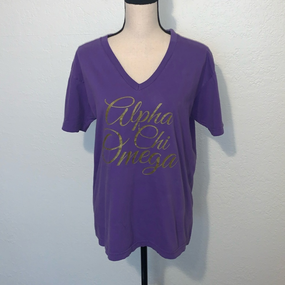 American Apparel Purple Alpha Chi Omega Domestic Violence Awareness Tee Large - Picture 4 of 12